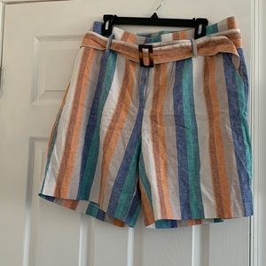 New York & Company Casual Stripped Linen Shorts